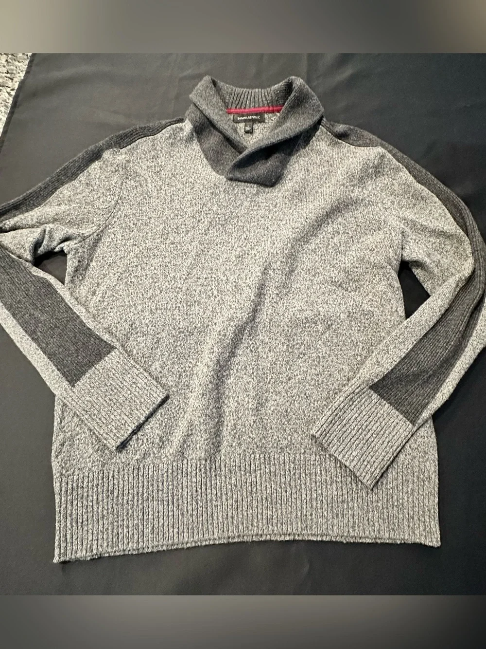 RIBBED WOOL-BLEND SHAWL-COLLAR PULLOVER